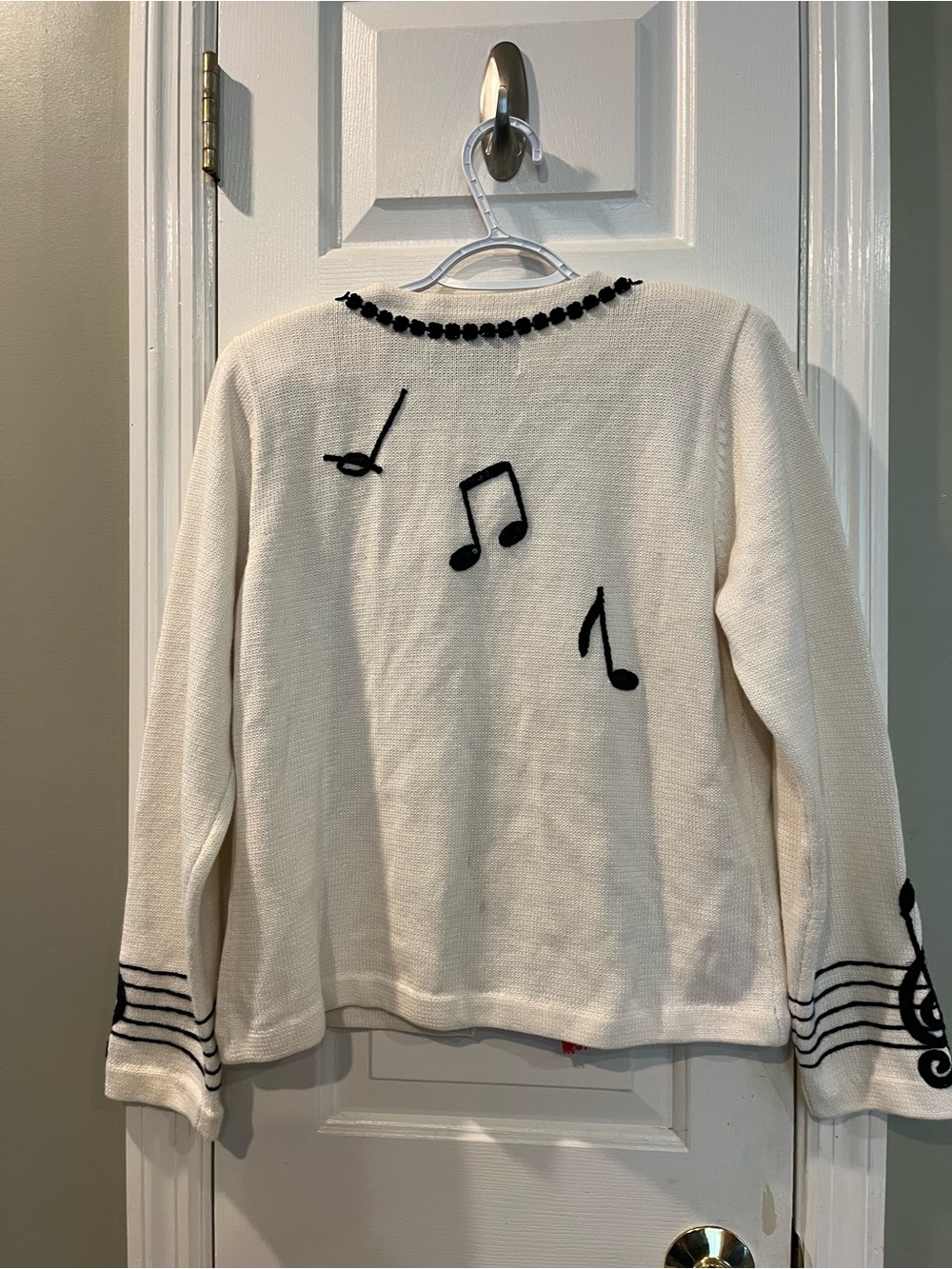 Rare VTG 3D Design Options Christmas Caroler Musical Cardigan S b6 - Picture 6 of 9